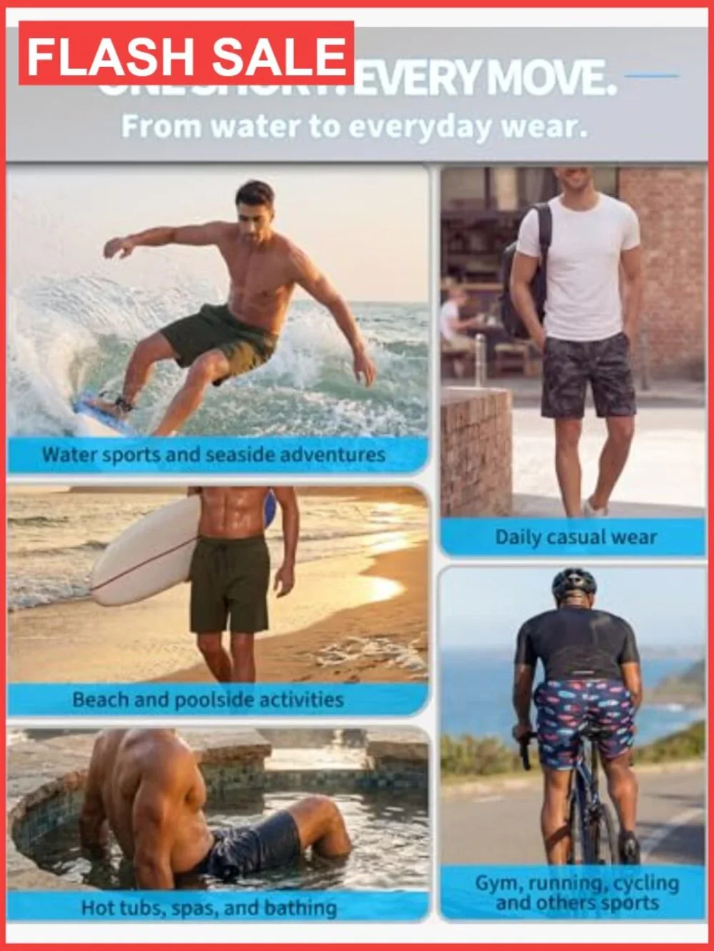 Mens Swim Trunks Quick Dry Board Shorts with Mesh Liner Zipper Pockets